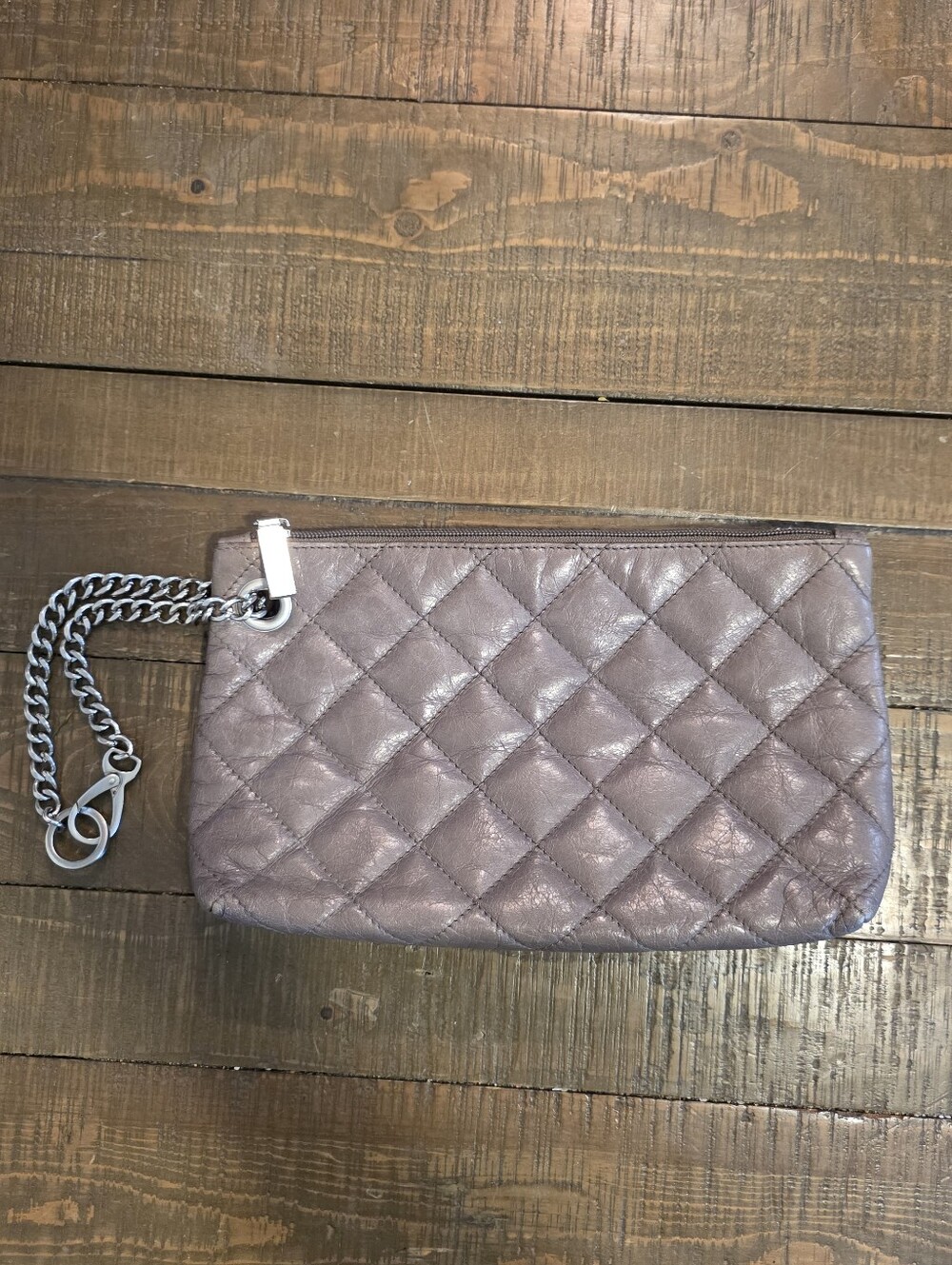 HOBO International Quilted Taupe Leather Clutch